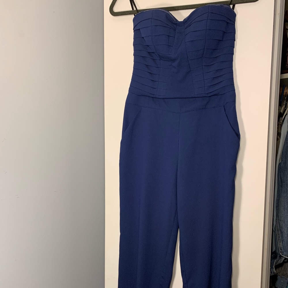 Bebe Navy Blue Strapless Jumpsuit Size 00